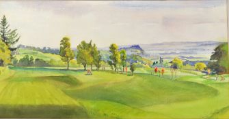 Andrews J S DUNBLANE GOLF COURSE - with Sterling Castle in the back ground - water colour signed -