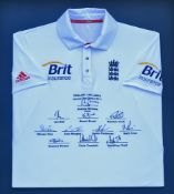 2011 England v Sri Lanka Signed Cricket Shirt featuring players such as Strauss, Bell, Broad,