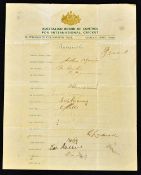 1953 Australian Coronation Cricket Tour to UK official signed team sheet - signed by 15 players (