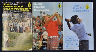 3x Open Golf Championship programmes from the '70/80's to incl '72 (Muirfield Lee Trevino), '77 (
