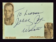 Boxing Jersey Joe Walcott Autograph heavy weight boxing champion signed 'To Lionel, Jersey Joe