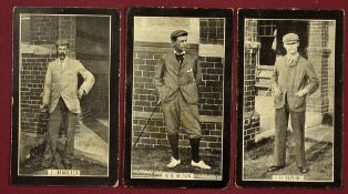 3x F&J Smith's Golf cigarette cards c.1902 - Champions of Sport Series blue backed real