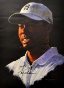 Tiger Woods signed colour print from the original by Craig Campbell - mf&g 17 x 13" small