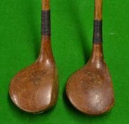 2x matching A.H Scott Elie Crown model medium size woods to incl a driver (bowed shaft) and brassie