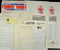 Selection of 1975 Ryder Cup ephemera and correspondence - before, during and after the selection