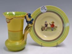 Tennis Burleigh Ware Jug interesting colourfully decorated female tennis player handle measuring