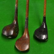 3x various small woods to incl J A Yates driver, Geo Duncan brassie and named bulldog spoon with a