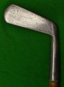 Willie Park Patent bent neck putter showing the maker's mark to the rear of the head and shaft