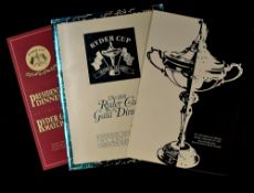 2x 1991 Ryder Cup "Kiawah Island" official dinner menus one fully signed - to incl President of