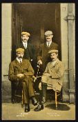 Fine unused early colour golfing postcard showing Sandy Herd and James Braid (Scotland), together