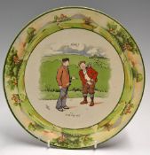 Warwick Ware England Victor Venner golf plate c.1900 - amusing coloured golfing scene from the