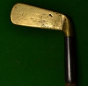 Bussey Patent steel socket brass head putter measuring 37" in length with a replacement grip not