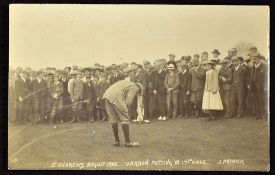 Harry Vardon, St Andrews golfing postcard inscribed "St Andrews August 1905 Vardon cutting at 17th