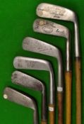 6x various blade putters to incl A Compston Upright model, Arnaud Massey Goose neck stamped with