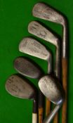 5x various irons to incl Winton Dreadnought niblick, True-line mussel back deep face mashie, Craigie