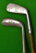 Late George Nicoll Leven Gem putter (bowed shaft) and a cleek stamped Paget's Piccadilly (