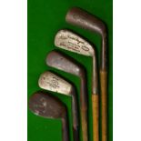 5 interesting irons to include 3x Tom Stewart pipe brands, a smooth faced niblick and a wide sole