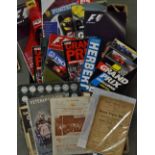 Assorted Formula One Grand Prix Memorabilia includes Murray Walker's Grand Prix Year Booklets