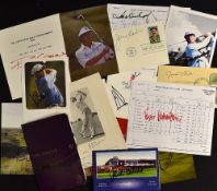 Collection of signed golfing scorecards, FDC's, postcards and small photos from 16 x Major Winners
