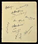 Australia Cricket team signed album page from 1930's to incl several Bodyline players notably