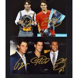 2x Tennis player signed colour photographs - one with Federer and Nadal and another of Nadal,
