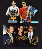 2x Tennis player signed colour photographs - one with Federer and Nadal and another of Nadal,