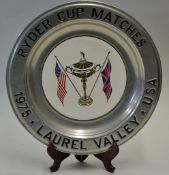 1975 Ryder Cup Matches Official pewter and ceramic presentation plate -commemorating the match