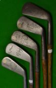 5x "Irons" - makers incl R Forgan Crown signature model, Lockwood Brown, Andrew Kirkaldy St. Andrews