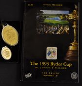 1993 Ryder Cup "The Belfry" programme, money clip and bag tag - to include embossed money clip and