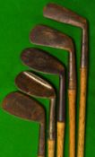 5x assorted irons to incl Tom Stewart mashie, 2x niblicks, a mashie niblick and jigger