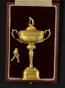 Rare 1989 Ryder Cup large gilded blazer badge - overall 3.25" by Garrard, London c/w box together