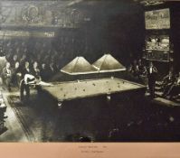 1938 Joe Davis v Tom Newman Snooker Print entitled 'Thurston's Match Hall' depicting a match play