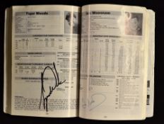 1998 European Tour Media Guide signed by 151 players to their player profiles including Tiger