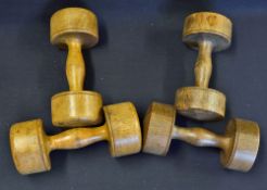 4x Wooden Dumbells measure 20cm in length approx, a nice set with minor marks otherwise still very