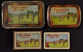 Interesting collection of "Foursome" tobacco golfing tins and playing cards - featuring Abe
