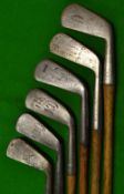 6x various irons ranging from cleek to a mashie makers include Tom Stewart, Charles Warren Knocke