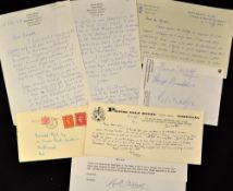 A collection of personal golf letters and cards from Henry Cotton, Tom Halliburton, Roger