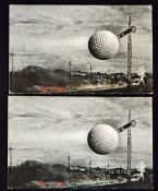 2x scarce Bramble golf ball advertising post cards c. 1907 - titled "The Line" one unused - tiny