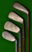 2x J.H Taylor mid irons incl a ladies and Thornton ladies deep face mashie and another Trueline