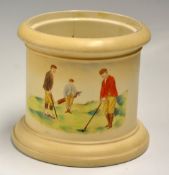 Carlton ware golfing humidor/biscuit barrel - decorated with Vic. Golfers playing golf and Far &