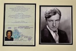 Autographed Passport / Photograph Frances Feder: First wife of Claude Rains famous for the Invisible