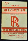 Automotive Rolls Royce Motor Cars Catalogue January 1905 a 20 page catalogue featuring 11