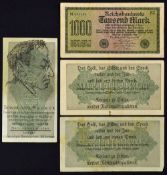 Anti-Jewish Propaganda Banknotes inflation era German banknotes over-printed with Anti-Semitic