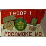 Selection of 1930s Boy Scouts of America Items: Consisting of Flag Troop 1 Pocomoke MD (please