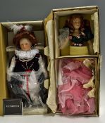 Franklin Heirloom Dolls: 18 Inch Queen Elizabeth I doll together with 20 Inch Rose Princess doll
