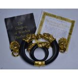 Franklin Mint The Duchess of Windsor Panther Bracelet, Earrings and Pin Set plated in 22carat