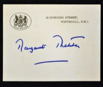 Autograph Margaret Thatcher on cut 10 Downing Street Whitehall head notepaper, in blue ink