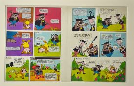 Original Deputy Dawg Annual Artwork: Double page watercolour artwork from the year annual f & g 49 x
