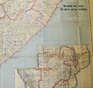 Edward Stanford 1900 Stanford's New Large Scale Map of Seat of War in South Africa coloured linen