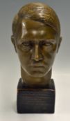 Brass Bust of Adolf Hitler Presented at the Laying of Volkswagen's First Factory number 1 out of 20,